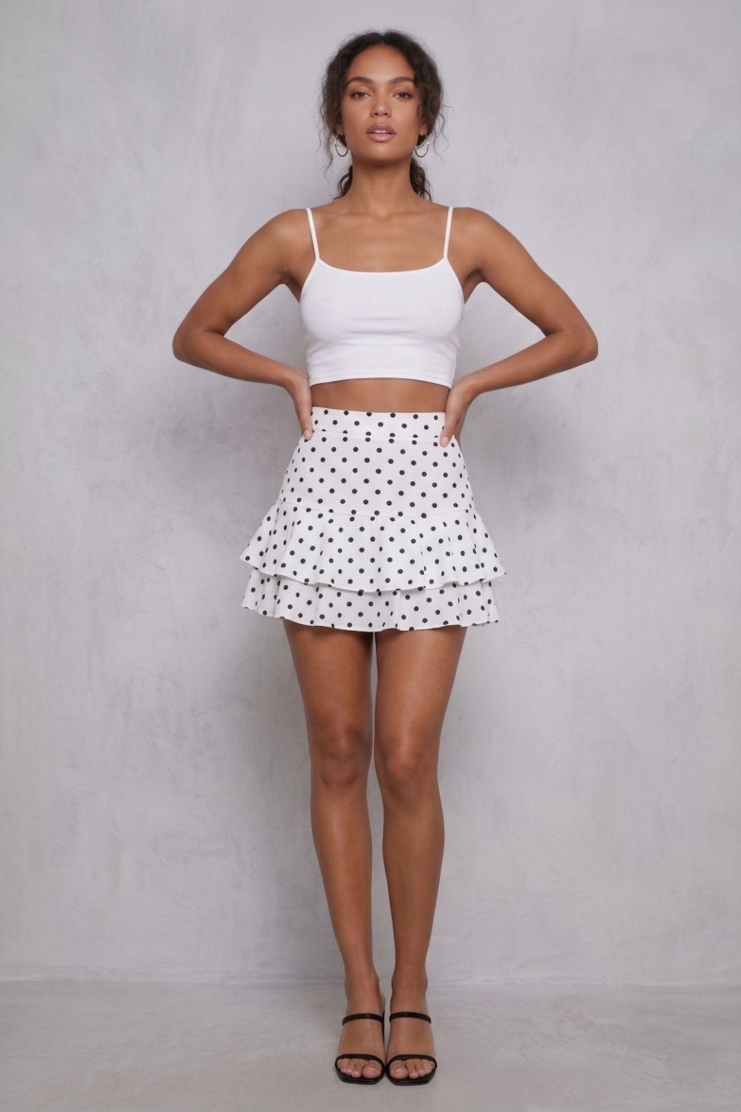 Polka Dot Frill Detail Mini Skort by STYLEWISE