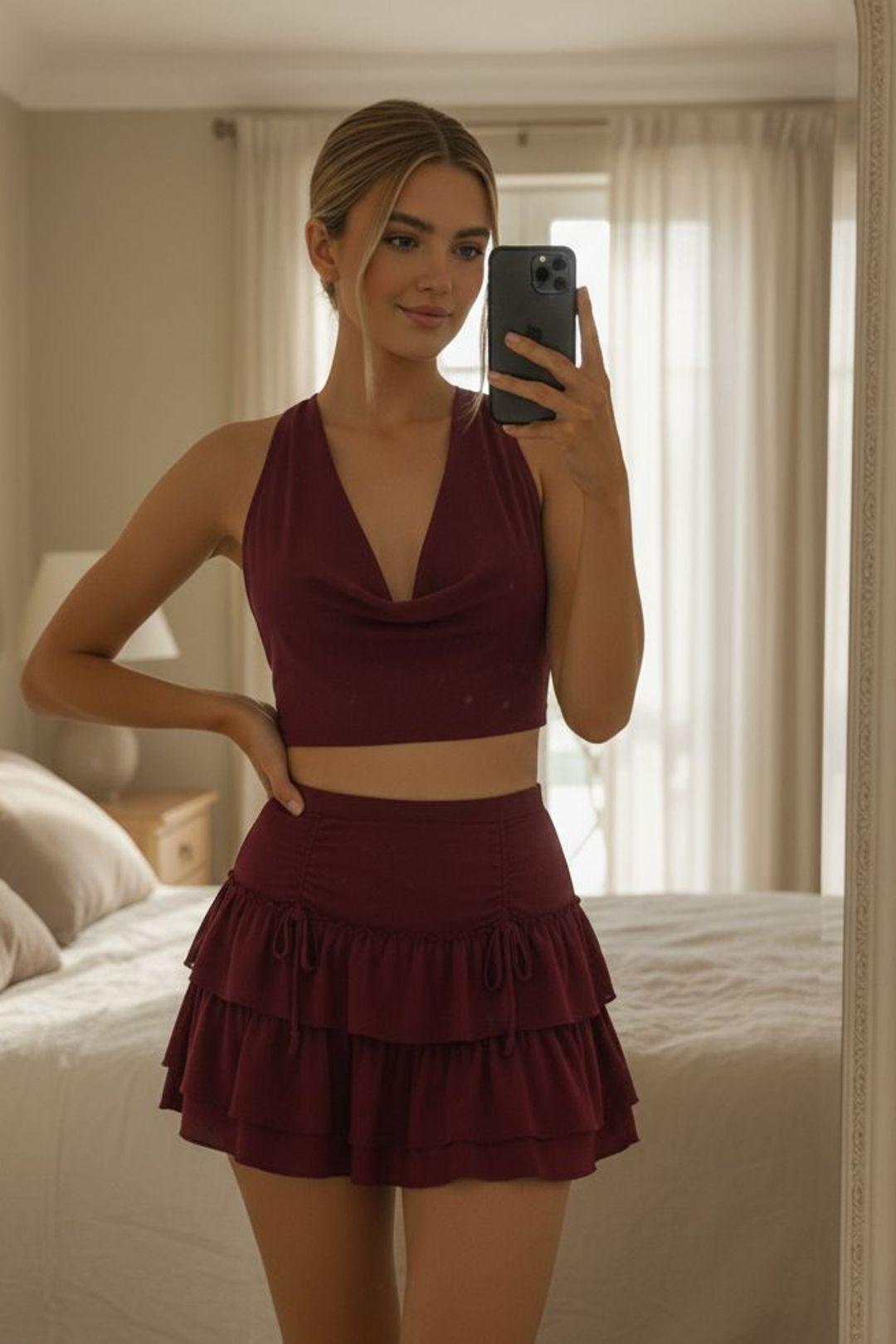 Tie Front Frill Detail Slinky Shorts by STYLEWISE
