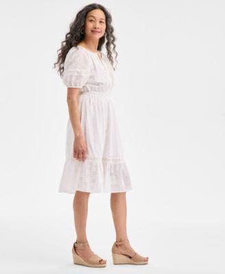 Petite Cotton Eyelet Dress, Exclusively at Macy's by STYLE&CO Petite Cotton Eyelet Dress, Exclusively at Macy's by STYLE&CO