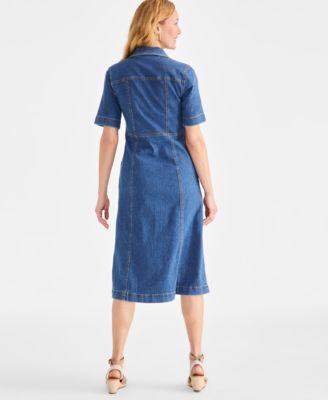 Petite Split-Neckline Seamed Denim Dress, Exclusively at Macy's by STYLE&CO Petite Split-Neckline Seamed Denim Dress, Exclusively at Macy's by STYLE&CO