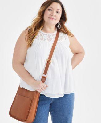 Plus Size Sleeveless Embroidered Mesh Tank Top by STYLE&CO