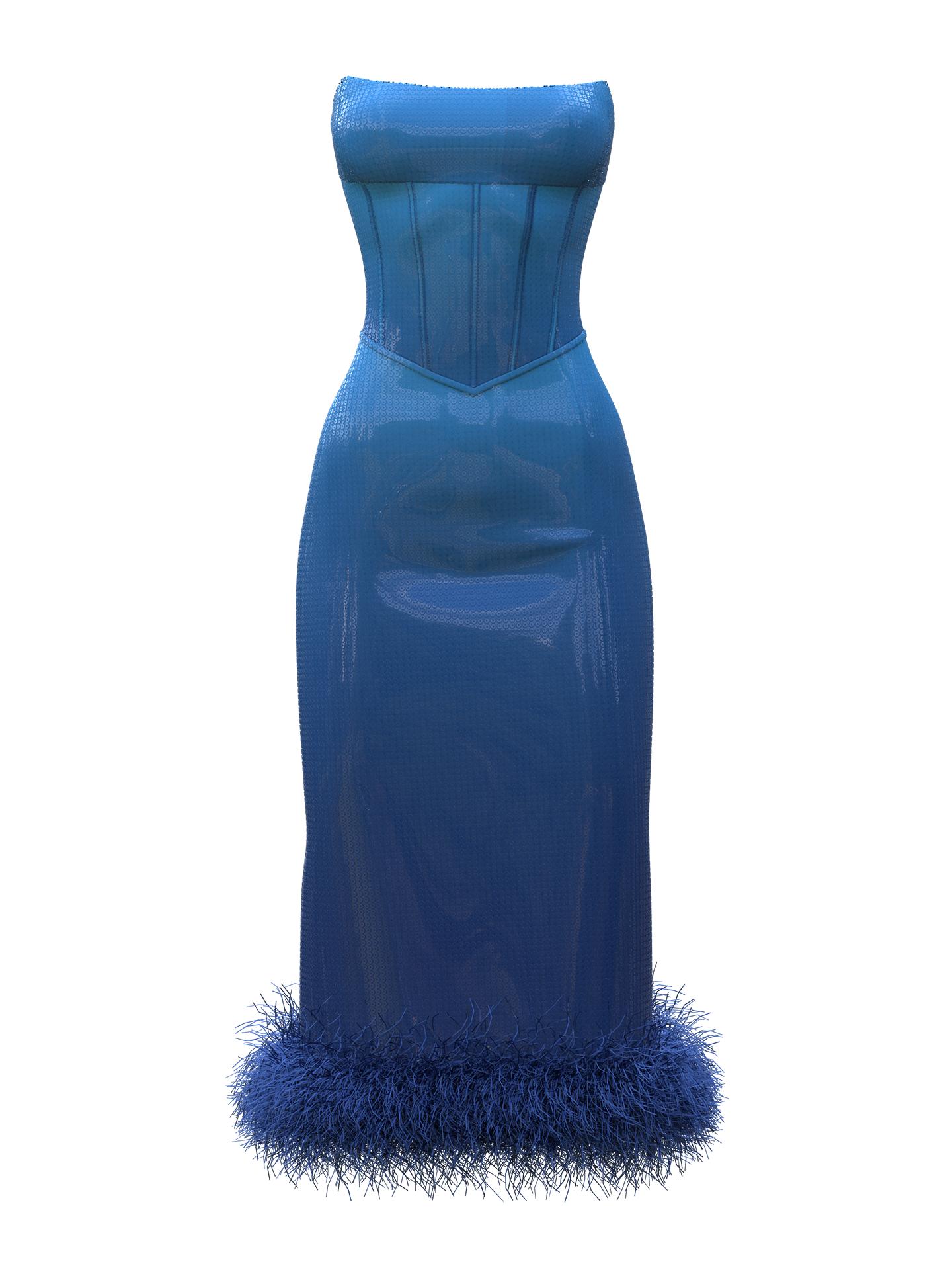 Blue Degrade Sequined Dress by SUDI ETUZ