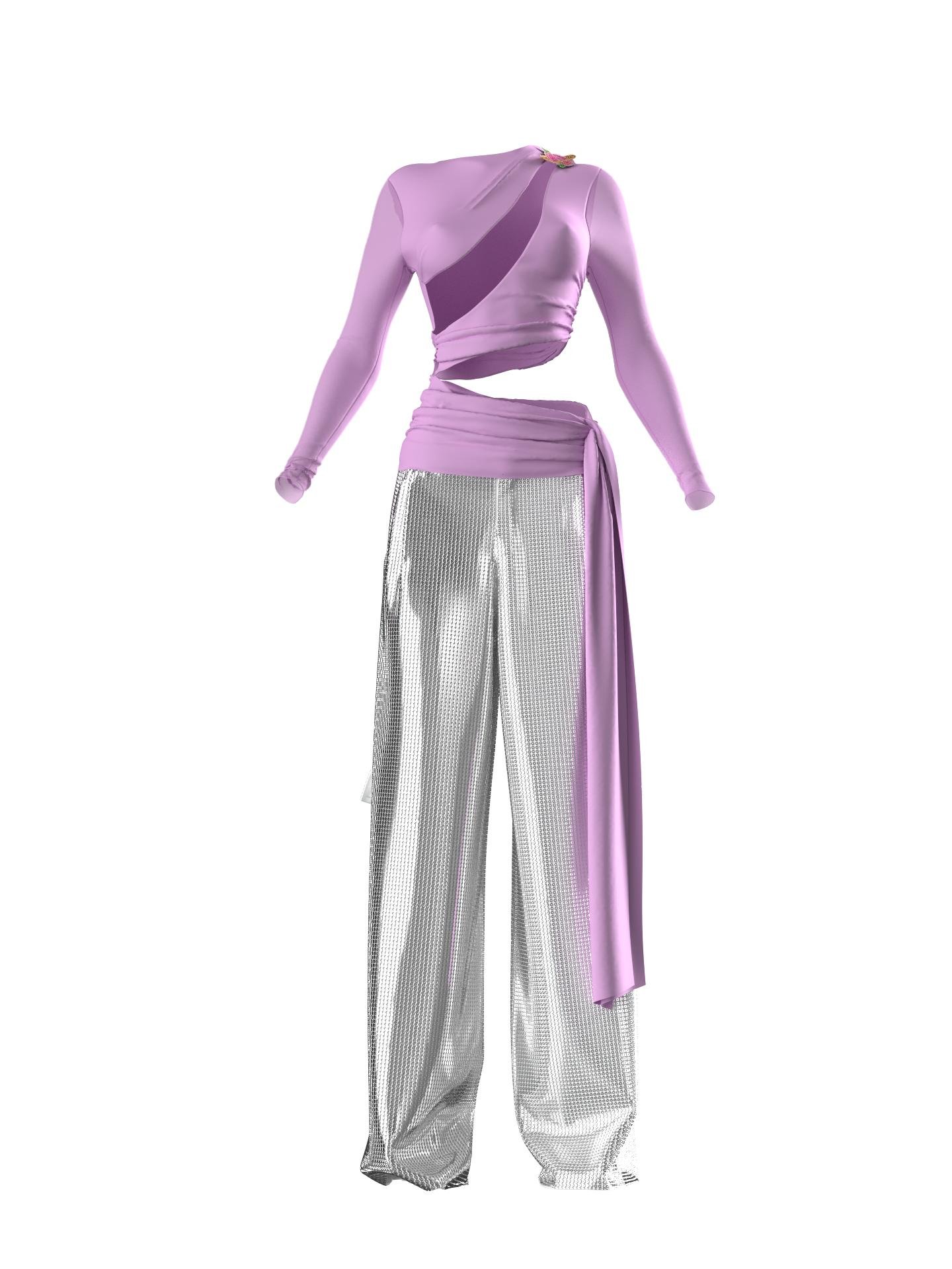 Sequin Silver Set With Purple Top by SUDI ETUZ