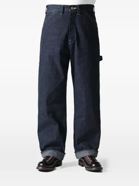 logo-patch work denim jeans by SUGAR CANE JEANS
