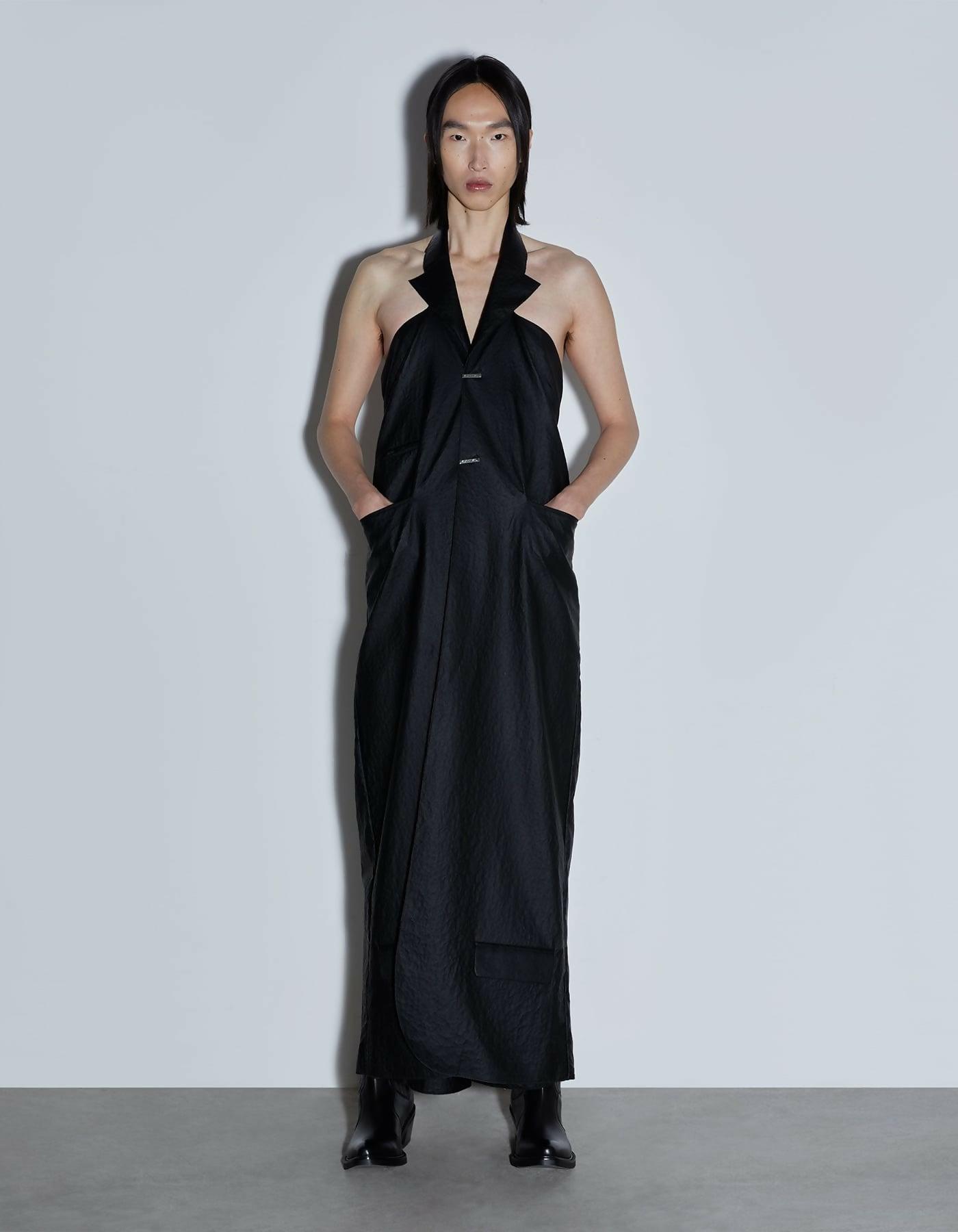 Vegan Leather Lapel Jumpsuit by SUGAR Y SAL.