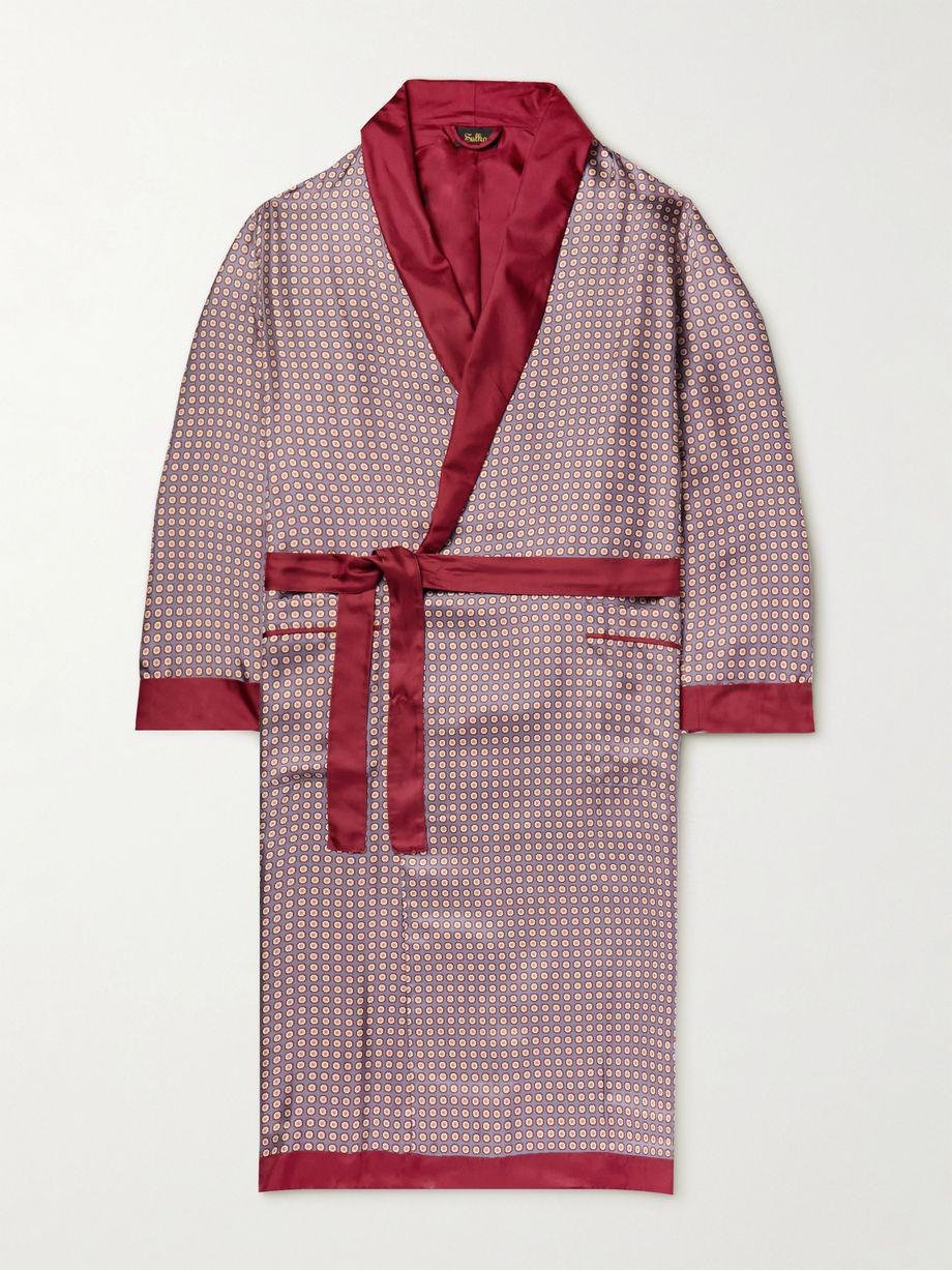 Floral-Print Satin-Trimmed Silk-Twill Robe by SULKA