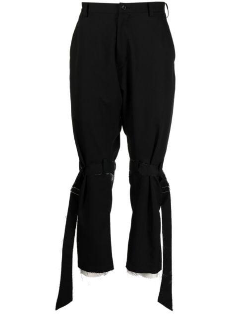 frayed-detailed wool trousers by SULVAM