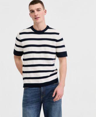 Men's Birdseye Striped Short-Sleeve Sweater by SUN + STONE
