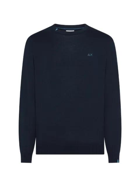 embroidered-logo crew-neck cotton jumper by SUN68