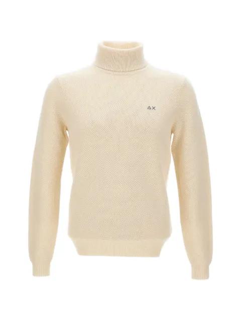 embroidered logo roll neck sweater by SUN68