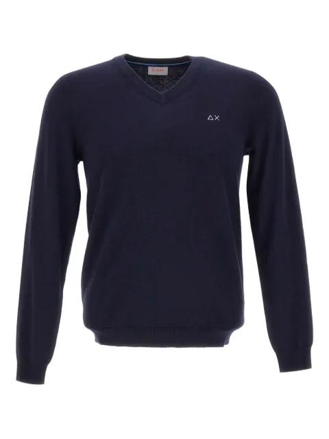 embroidered-logo v-neck sweater by SUN68
