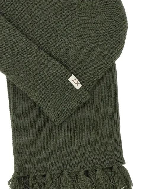 ribbed fringed-scarf beanie set by SUN68