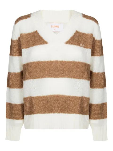 striped-pattern V-neck sweater by SUN68