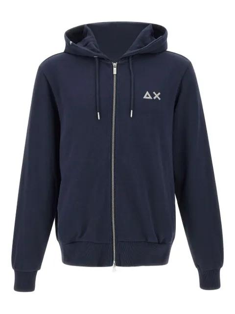 zip-up chest-logo cotton hoodie by SUN68