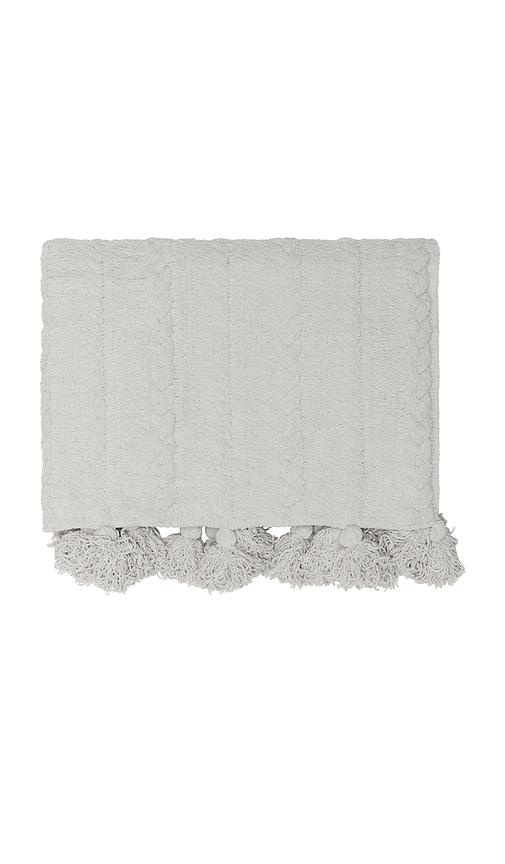 Sunday Citizen Braided Pom Pom Throw in Grey by SUNDAY CITIZEN