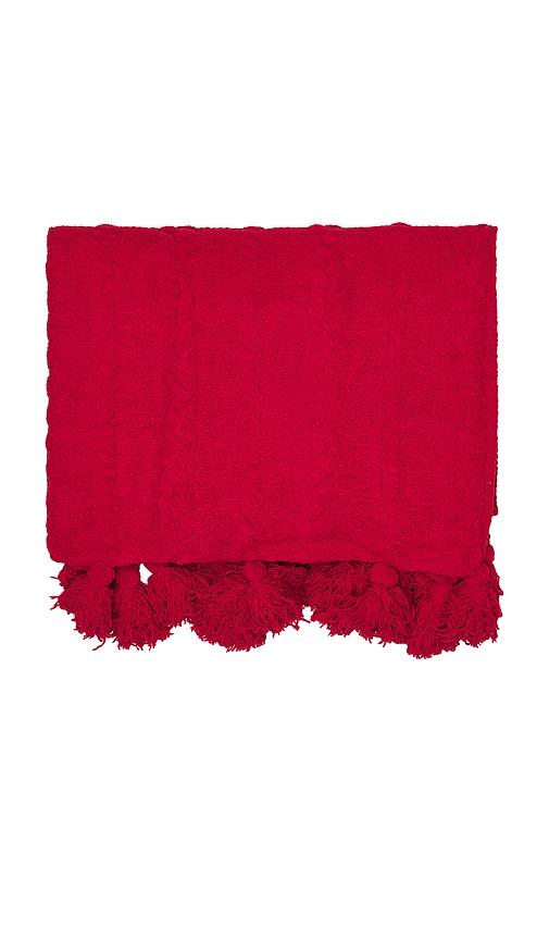 Sunday Citizen Braided Pom Pom Throw in Red by SUNDAY CITIZEN