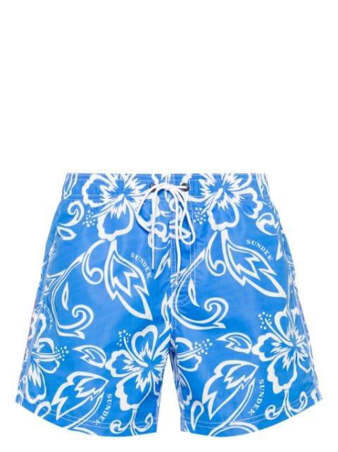 hibiscus-print swim shorts by SUNDEK