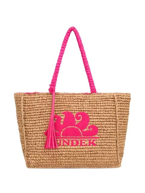 logo-embroidered tassel-detail tote bag by SUNDEK