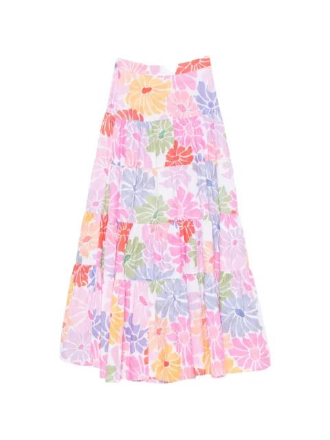 Odette floral-print tiered maxi skirts by SUNDRESS
