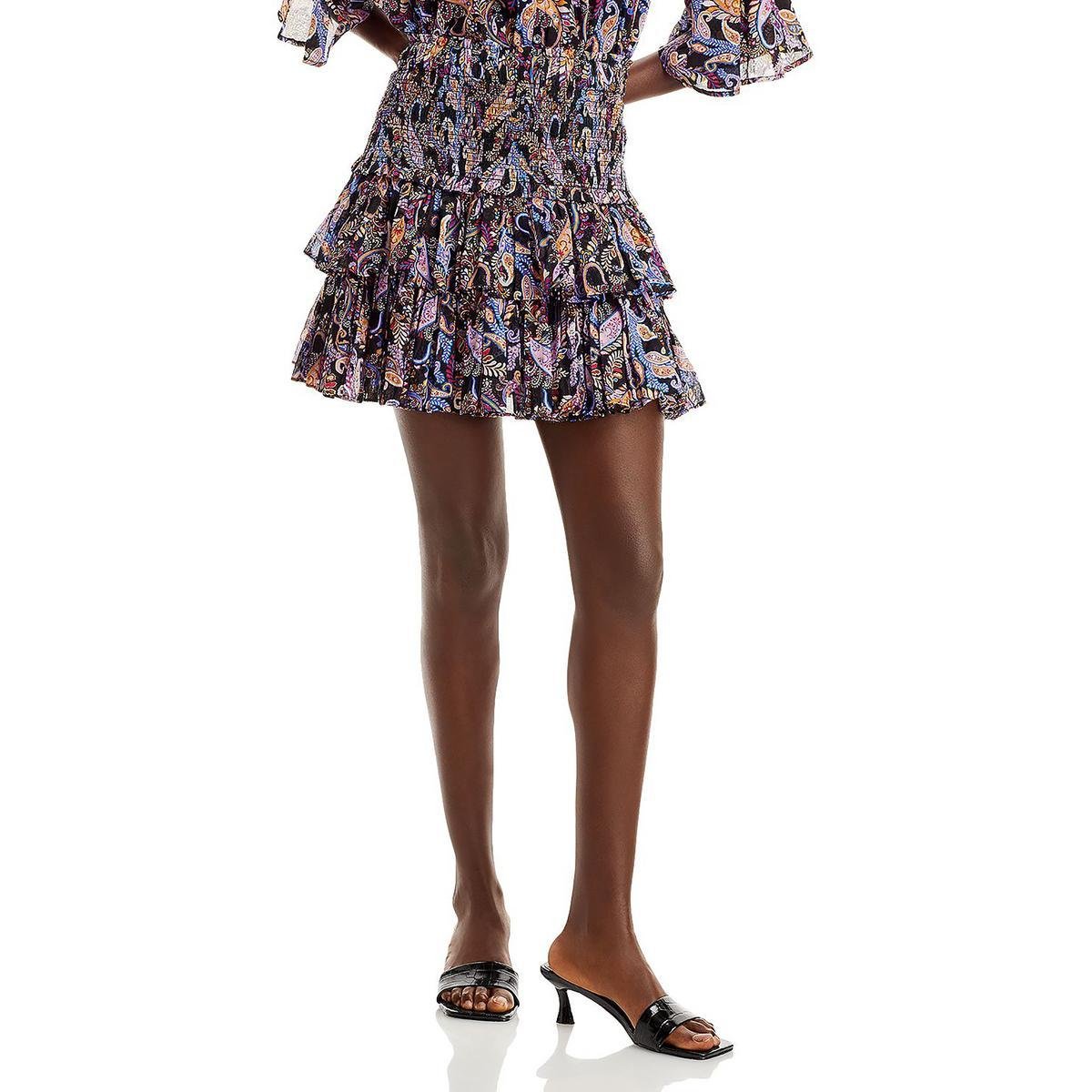 Sundry Womens Paisley Ruffled Mini Skirt by SUNDRY