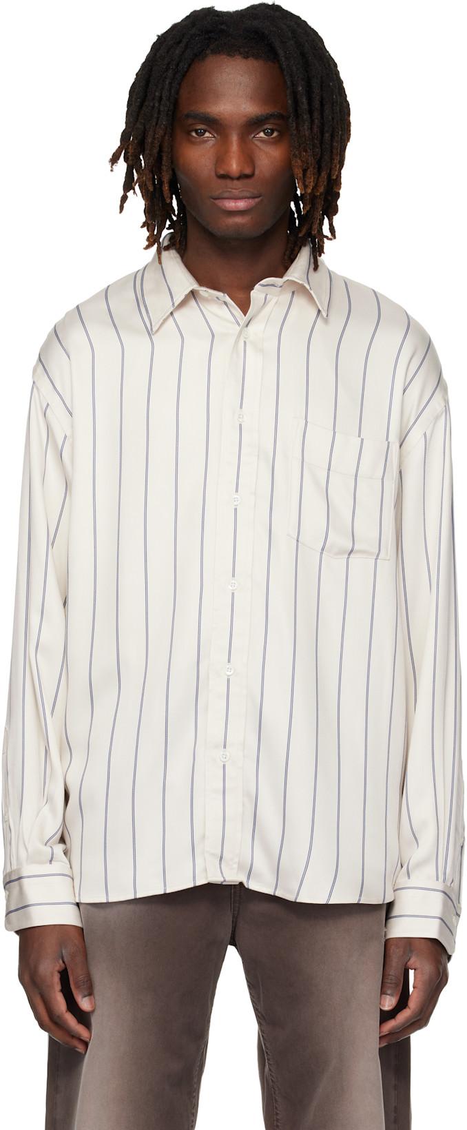Beige & Blue New Base Fluid Shirt by SUNFLOWER