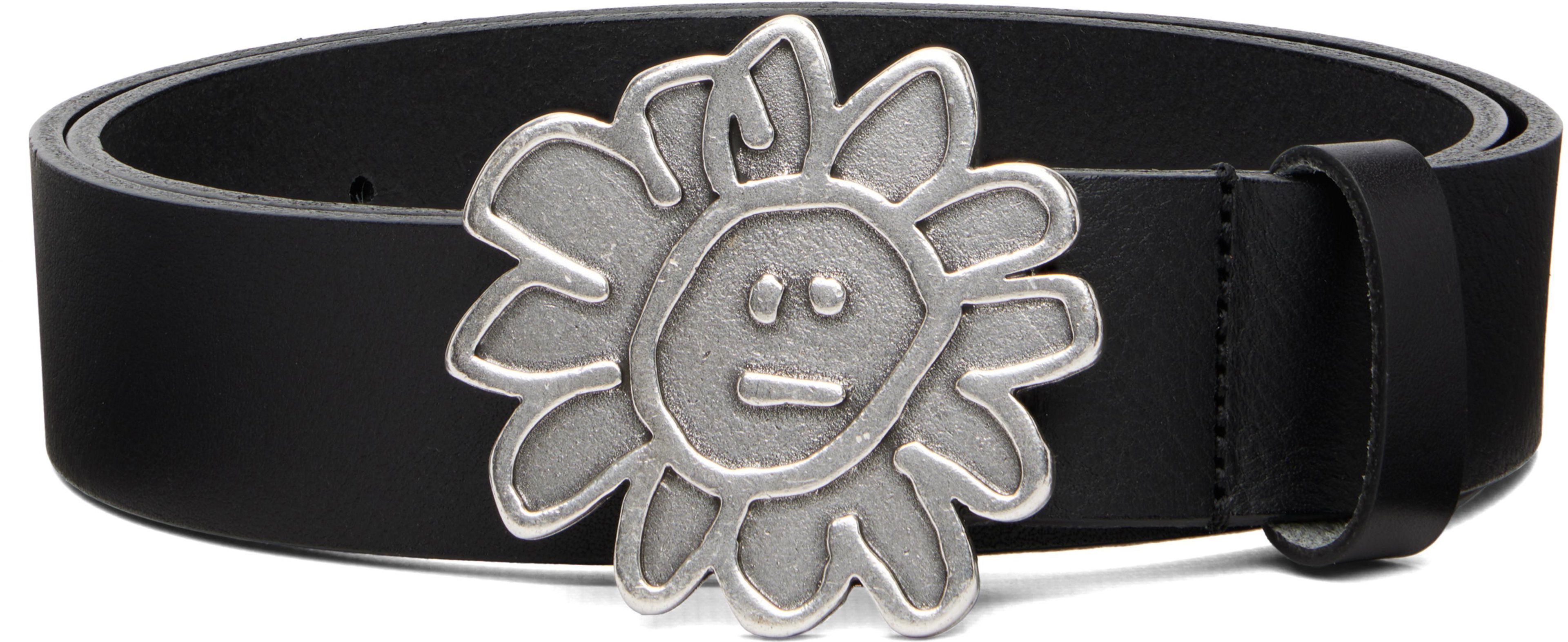Black Flower Buckle Belt by SUNFLOWER