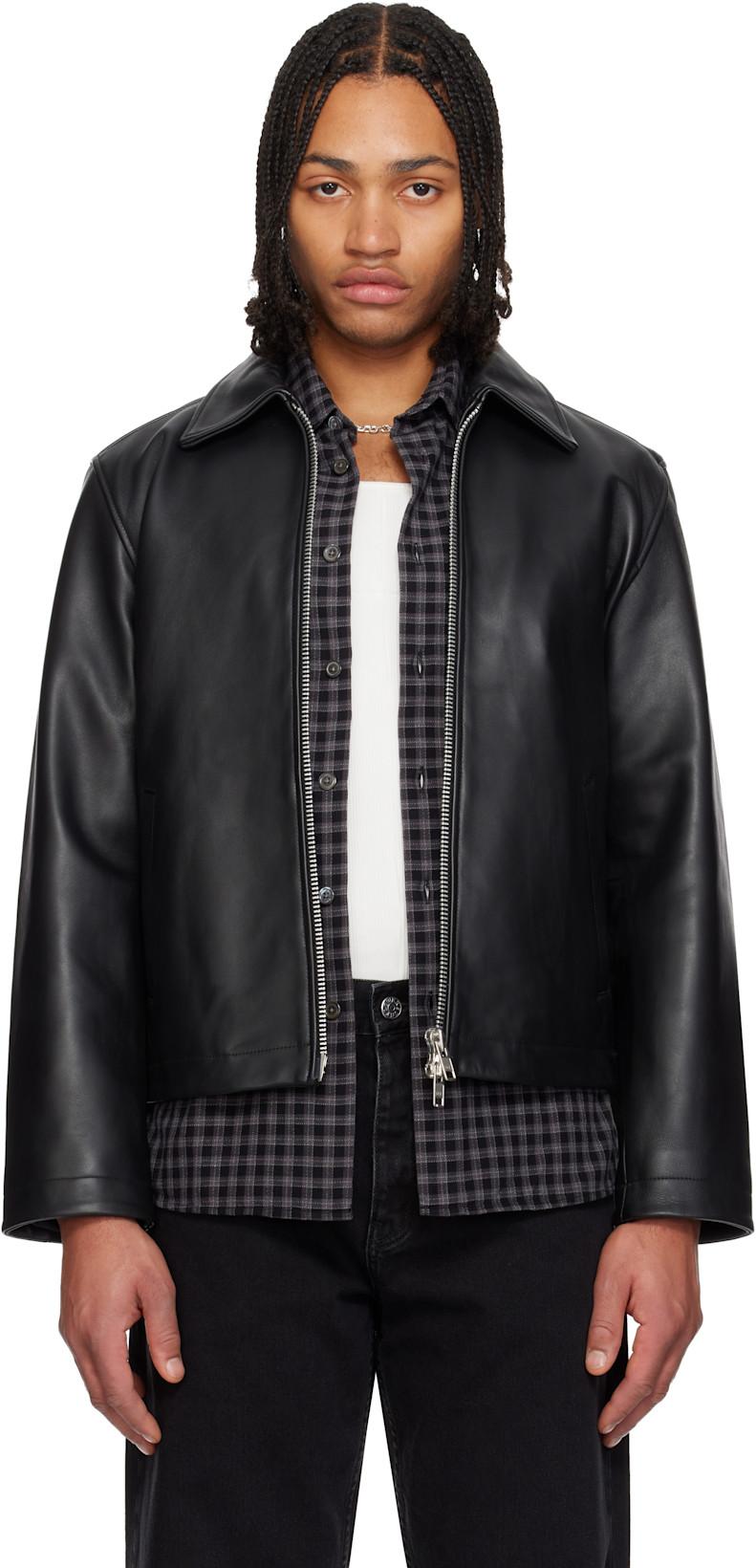 Black Short Leather Jacket by SUNFLOWER