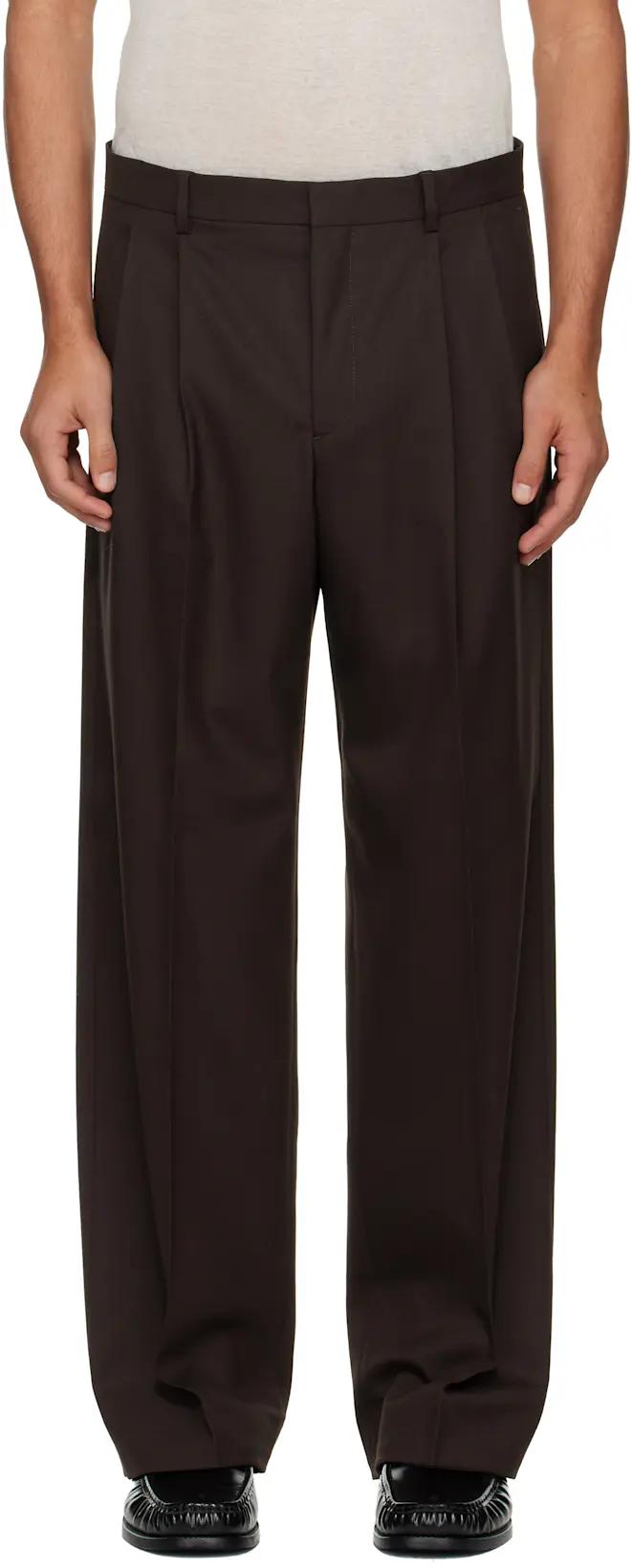 Brown Wide Pleated Trousers by SUNFLOWER