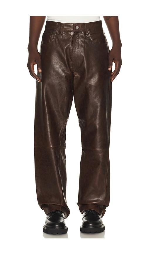 Sunflower Wide Twist Leather Pant in Chocolate by SUNFLOWER