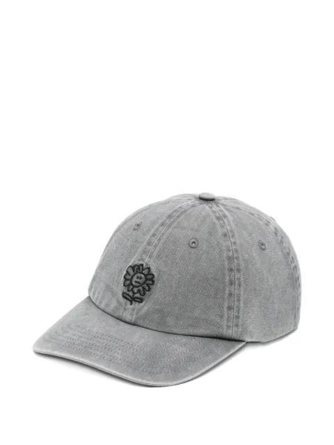 flower-embroidered faded-finish baseball cap by SUNFLOWER