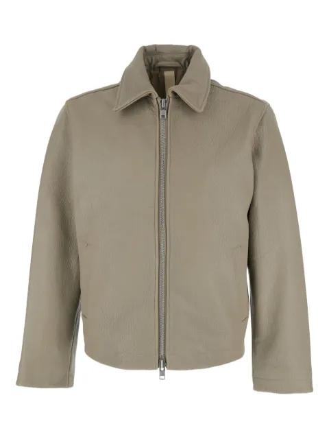 zip-fastening leather jacket by SUNFLOWER