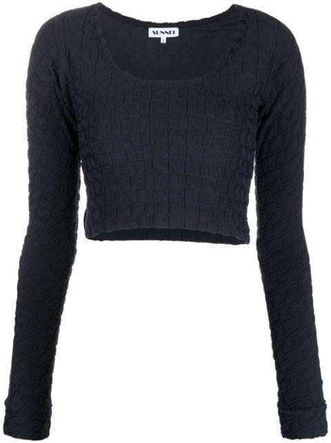 embossed logo-print cropped top by SUNNEI
