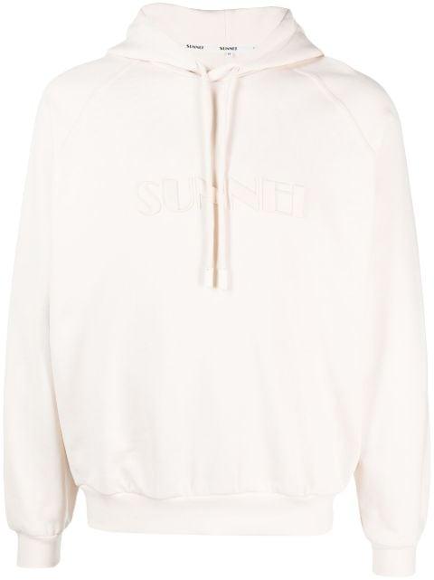 embroidered-logo cotton hoodie by SUNNEI