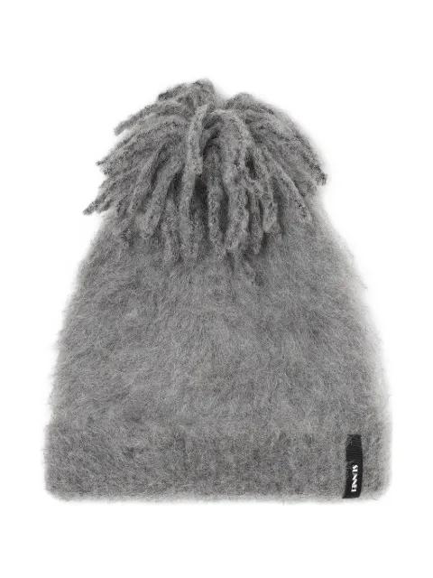 hairy knit beanie by SUNNEI