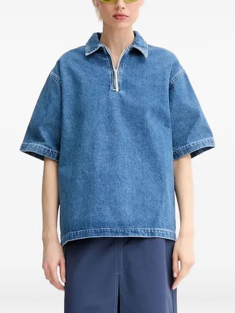 half-zip denim top by SUNNEI