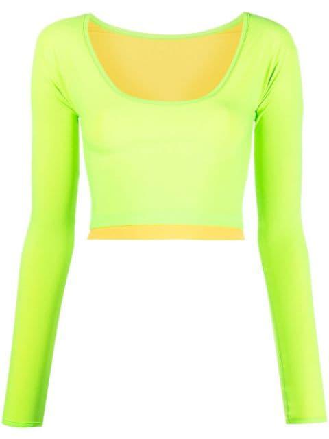 layered long-sleeved crop top by SUNNEI