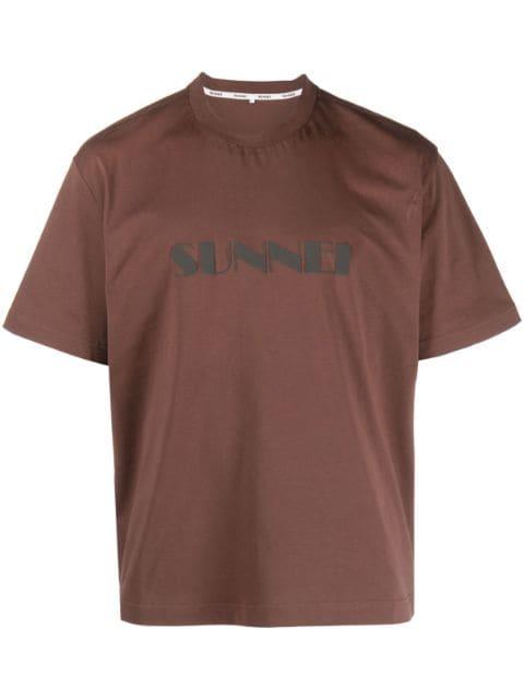 logo-print cotton T-shirt by SUNNEI