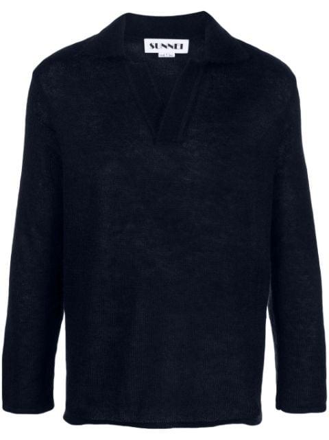 textured mohair-blend polo short by SUNNEI