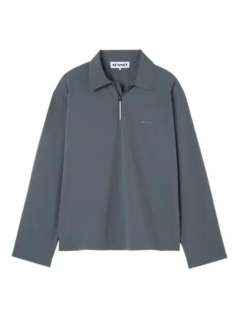zip-neck long-sleeve polo shirt by SUNNEI