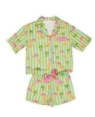 Girls' Cabana Club Silky Short Sleeve Shorts Set - Little Kid by SUNSHINE SOCIETY