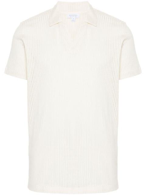 Linear mesh design polo shirt by SUNSPEL