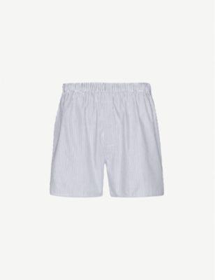 Pinstripe relaxed-fit cotton boxer shorts by SUNSPEL