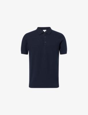 Textured Short-Sleeves Cotton-Knit Polo Shirt by SUNSPEL