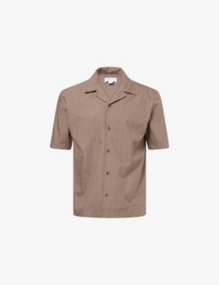 Tonal-Stripe Short-Sleeve Cotton Shirt by SUNSPEL