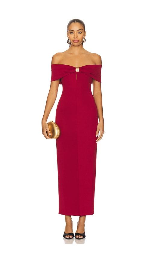 superdown Blake Off Shoulder Gown in Burgundy by SUPERDOWN