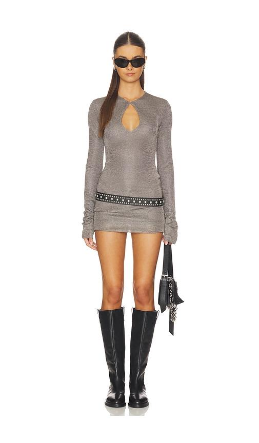 superdown Calantha Long Sleeve Mini Dress in Metallic Silver by SUPERDOWN