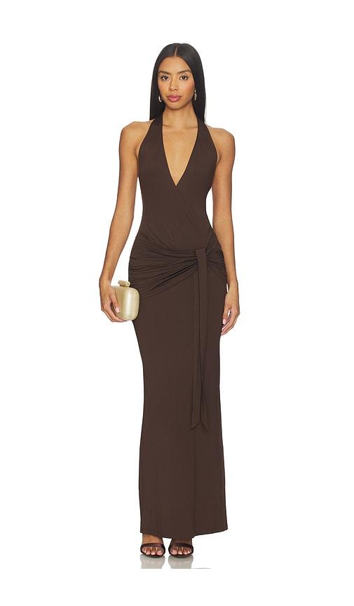 superdown Chloe Halter Maxi Dress in Brown by SUPERDOWN
