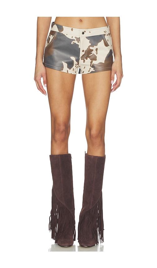 superdown Clara Cow Print Short in Cream,Brown by SUPERDOWN
