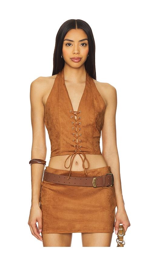 superdown Delphi Top in Tan by SUPERDOWN