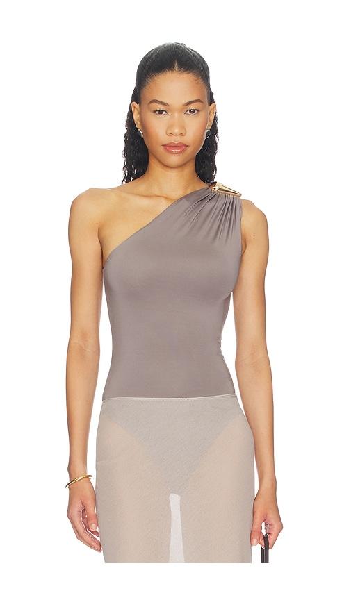 superdown Emely One Shoulder Bodysuit in Grey by SUPERDOWN